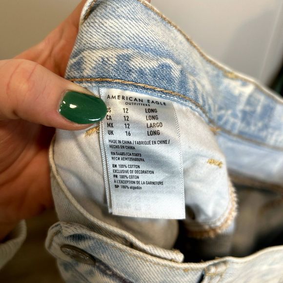 NWOT American Eagle Womens Skinny Jeans 12 Long 100% Cotton Raw Hem Distressed - Picture 4 of 16